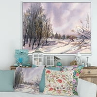 Lila havas hangok téli tájkeretes festményvászon művészet nyomtatás