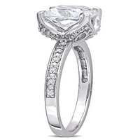 2- Carat T.G.W. Létrehozott fehér zafír és gyémánt 10k fehér arany eljegyzési gyűrű