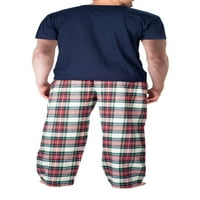Férfi alvás rövid ujjú flanel pizsama nadrágkészlet