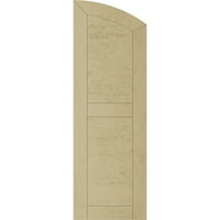 Ekena Millwork 15 W 86 H Timberthane durva cédrus Két egyenlő sík panel, elliptikus felső fufa redőnyök, alapozott barnító