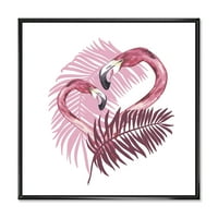 Designart 'rózsaszín flamingó a trópusi nyáron i' hagyományos keretes vászon fali művészet nyomtatás