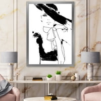 Designart 'Gyönyörű fekete -fehér modell Haute Couture Fashion Woman II' modern keretes művészet nyomtatás