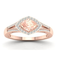 Imperial Gemstone 10K rózsa aranypárna vágás Morganite CT TW Diamond Halo női gyűrű