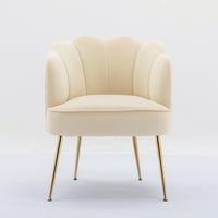 Aukfa akcentus szék arany lábakkal, bársonyos szövet karosszék egyszemélyes kanapé a nappali hálószobához - Creme White