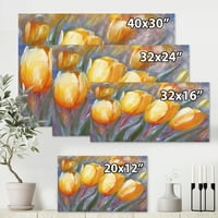Absztrakt sárga virágzó tulipák festmény vászon művészeti nyomtatás