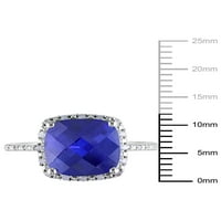 5- Carat T.G.W. Létrehozta a Sapphire és a Carat T.W. Gyémánt divatgyűrű ezüst sterlingben