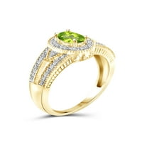 JewelersClub Peridot Ring Birthstone ékszerek - 0. Karát peridot 14K aranyozott ezüst gyűrűs ékszerek fehér gyémánt akcentussal