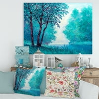Kék színű fa benyomás a folyóparti festmény vászon művészete