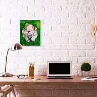 Stupell Industries English Bulldog kölyökkutya kedvtelésből tartott állati akvarell festmény vászon fali művészet, George Dyachenko