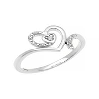 Gyémánt-Accent szív sterling ezüst női ígéret gyűrű