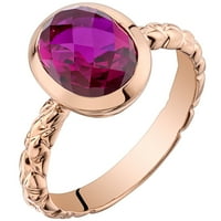 Oravo ct ovális forma létrehozott rubin pasziánsz gyűrű 14 k rózsa aranyban