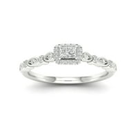 3 8ct tdw hercegnő gyémánt 10k fehér arany eljegyzési gyűrű