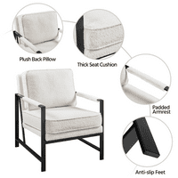 Alden Design Közép-század közepén modern akcentus szék fémkerettel, elefántcsontos szövet
