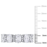 3- Carat T.G.W. Létrehozta a fehér zafírot és a carat t.w. Diamond 10KT fehérarany félig állandó gyűrű