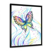 Designart 'Iridiscent színes pillangó' hagyományos keretes művészeti nyomtatás