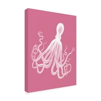 Védjegy képzőművészet 'Octopus White On Pink' vászon művészet Fab Funky
