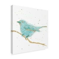 Védjegy képzőművészet 'aranyozott madár I Teal' vászon művészet Shirley Novak