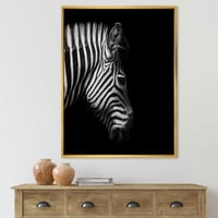 Designart 'Zebra fej fekete -fehér portréja' Farmhouse keretes vászon fali nyomtatás