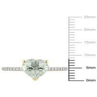 1. Carat T.G.W. Zöld kvarc és 0. karát T.W. Gyémánt 14KT sárga arany szívgyűrű