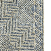 Decmode kék és barna gyapjú kézzel horkolt modern dekoratív terület szőnyeg 5'W 8'L