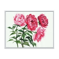 Designart 'Absztrakt négy szüreti rózsaszín pünkösdi rózsa' hagyományos keretes vászon fali művészet