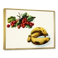 Designart 'Red Beries and Banana' parasztház keretes vászon fali művészet