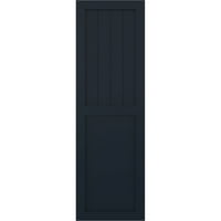Ekena Millwork 15 W 67 H True Fit PVC parasztház lapos panel kombinált rögzített redőnyök, csillagtalan éjszakai kék