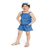 Wonder Nation Baby és Kisgyermek Girl Tank és rövidnadrág ruhák, 2 darab, méretek hónapok-5T