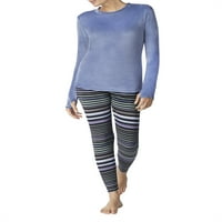 Klimateright Women's Stretch Luxe Velor 2 darab meleg hosszú fehérnemű teteje és lábakészlet