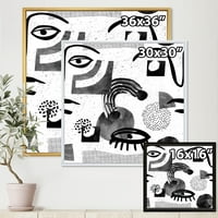 Designart 'A szem és a doodles kollázs kortárs stílusban II. ”Modern keretes vászon fali művészet