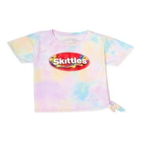 Skittles Girls Candy Tie-Front Tie-festék grafikus póló, Méretek 4-16