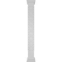 Ekena Millwork 12 W 10'h kézműves klasszikus négyzet alakú nem társított császári fretwork oszlop W Crown Capital & Crown Base