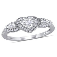 Miabella Carat T.W. Gyémánt sterling ezüst szív eljegyzési gyűrű