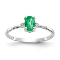 Primal Gold Karat fehérarany valódi gyémánt és smaragd születési gyűrű