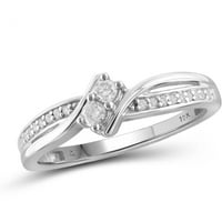 Carat T.W. Kerek vágott fehér gyémánt 10 kt fehérarany kétköves gyűrű