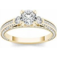 1- Carat T.W. Gyémánt háromköves 14 kt sárga arany eljegyzési gyűrű