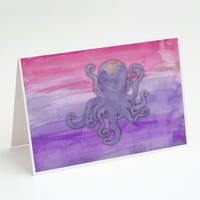 Carolines Treasures BB7424GCA7P Octopus akvarell üdvözlőlapok és borítékok 8, 5, Többszínű