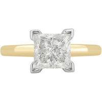 2. Carat T.W. 14 kt sárga arany hercegnő gyémánt pasziánsz eljegyzési gyűrű egy dobozban érkezik