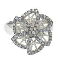 Sterling ezüst zafír gyémánt absztrakt virággyűrű