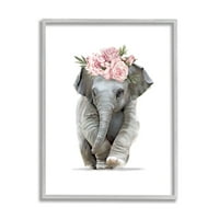 Stupell Industries Precious Rose Crown Baby Elephant Chic, 20, a Ziwei Li tervezte