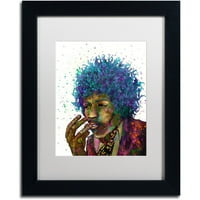Védjegy képzőművészet Jimi Hendrix Marlene Watson vászon művészete, fehér matt, fekete keret