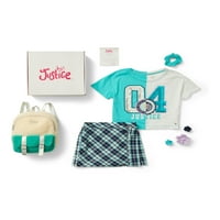 Justice Girls 4 darabos ajándék BO pólóval, szoknyával, táskával és haj kiegészítőkkel, méretek 5-18