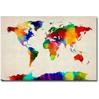 Védjegy Art szivacs festmény világtérkép vászon művészete, Michael Tompsett