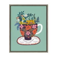 Kate és Laurel Sylvie tea keretes vászonművészeti művészet, Mia Charro, Szürke, egzotikus teáscsésze Art a Wall számára