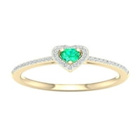 Császári drágakő 10k sárga arany kerek vágott smaragd ct tw gyémánt szív alakú halo női gyűrű